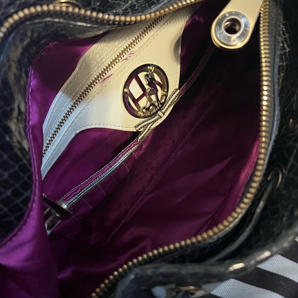 Henri Bendel Vintage Bag - Signature Brown Stripe - gold hardware- black leather - Picture 4 of 4